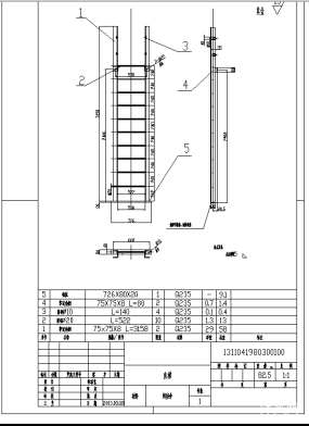 梯子图纸，梯子设计图纸